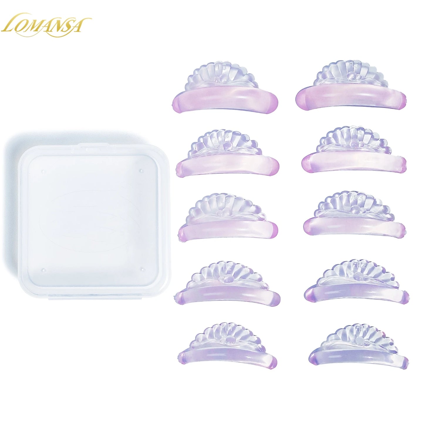 Lomansa 5 Pairs C Curl Silicone Eyelash Perm Pads – Sticky Lifting Rods & 3D Eyelash Curler Accessories Makeup Tools