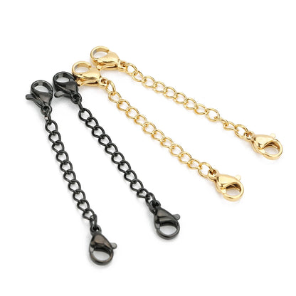 Louleur 5PCS Stainless Steel Necklace Extender Chains – Lobster Clasp Extension Tail Chains for DIY Bracelets & Jewelry