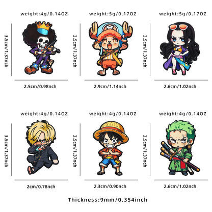 6PCS One Piece Anime Enamel Brooch Set - Luffy, Zoro, Sanji and Brook Chibi Character Pins for Fans and Gifts