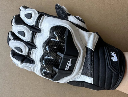 Motorcycle Gloves AFS6 AFS10 AFS18 - Leather Windproof Motocross Mittens with Touch Screen, Men's Protective Motorbike Gloves