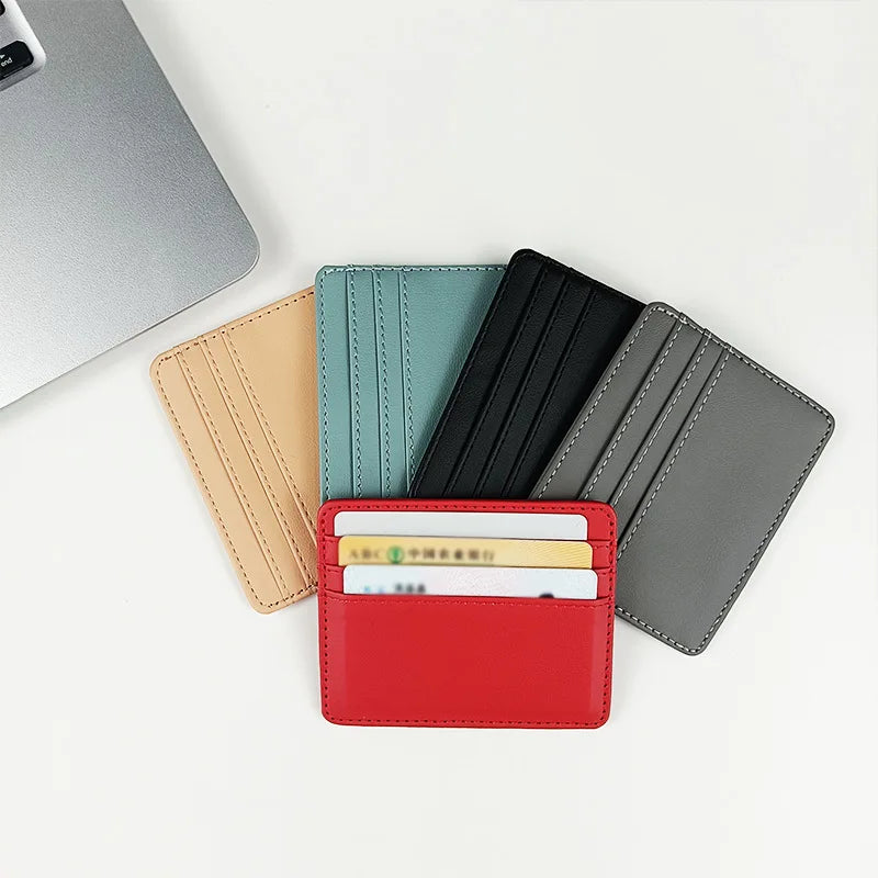 PU Leather ID Card Holder - Slim Multi-Slot Candy Color Wallet | Business and Credit Card Case for Women and Men