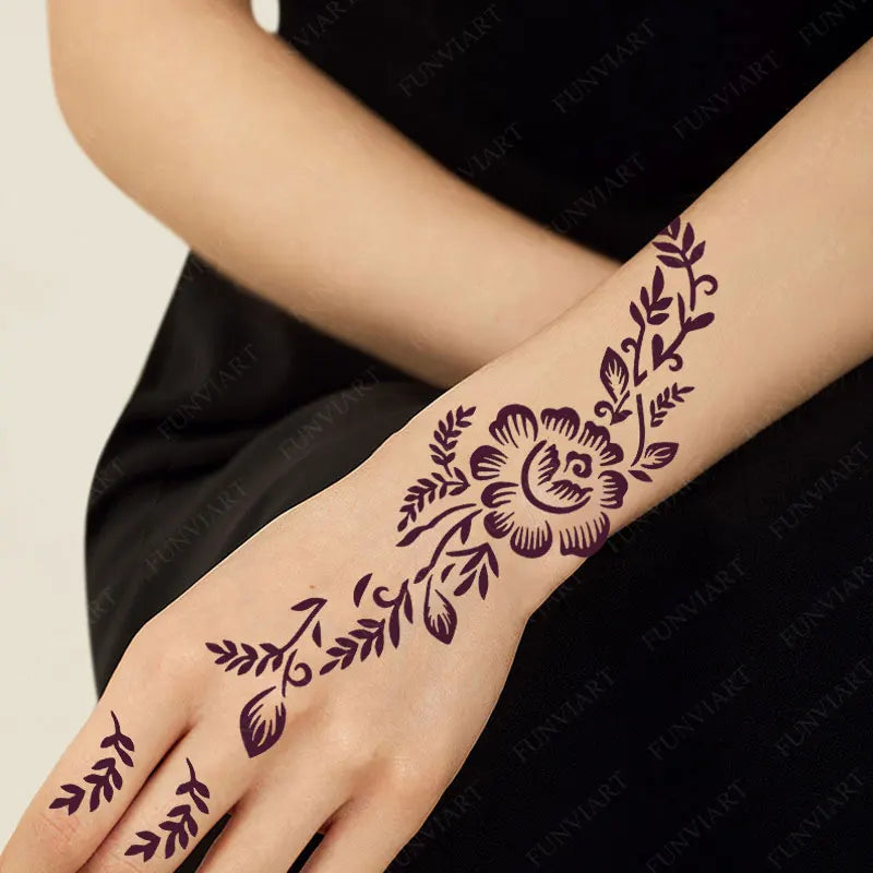 Reusable Henna Stencil Templates for Hand & Body – Floral Tattoo Stencils for Women, Weddings & Festivals Body Art Makeup Tools