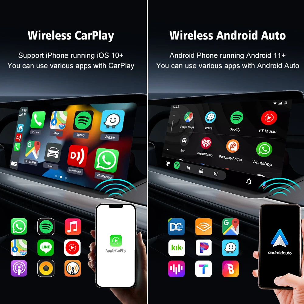 CarlinKit 5.0 Wireless CarPlay and Android Auto Box - Dual-Band 2.4G & 5.8GHz WiFi, Bluetooth, Auto Connect, Plug & Play for Wired AA/CP Cars