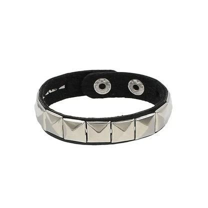 Punk Rock Hip Hop PU Leather Bracelet – Unisex Skull, Pentagram & Rivet Chain Bracelet, Trendy Party Jewelry Accessory