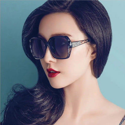 Fashionable Big Purple Sunglasses for Women - Luxury Brand Square Mirror Shades for Ladies