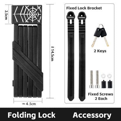 WEST BIKING Foldable Bike Lock – Heavy Duty Anti-Theft Chain Cable Padlock with 3 Keys for Bicycle & Motorcycle Security