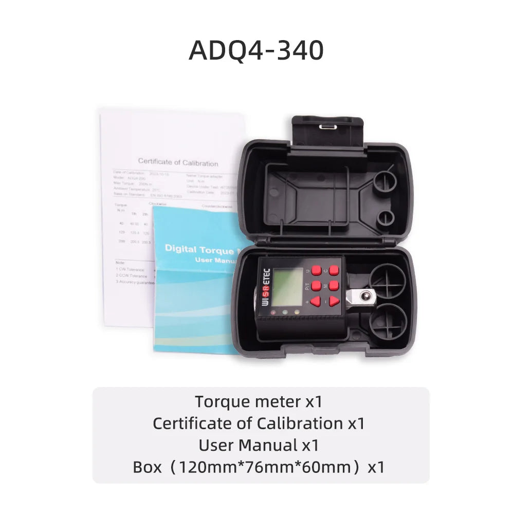 Digital Torque Wrench Meter 0.1-340 N·m Adjustable Electronic Torque Meter Adapter for Professional Repairs