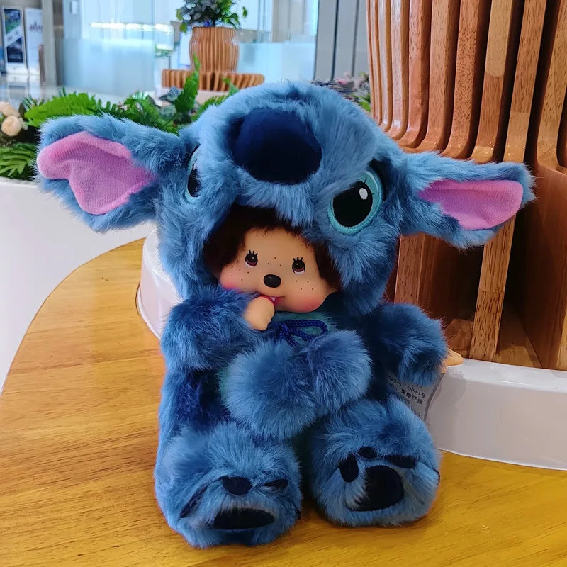 Disney 20cm Monchhichi Transform Plush – Stitch, Mickey, Totoro & Kiki Kawaii Stuffed Doll Kids Gift