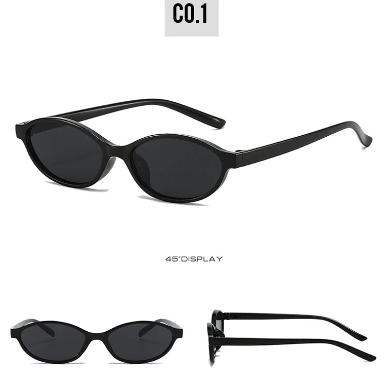 Retro Oval Frame Sunglasses - Trendy Small Cat Eye Punk Style UV Protection Shades