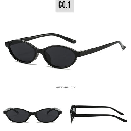 Retro Oval Frame Sunglasses - Trendy Small Cat Eye Punk Style UV Protection Shades