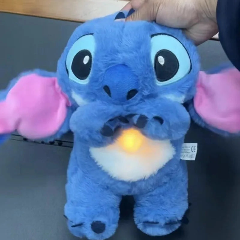 32CM Disney Stitch Plush Doll – Lighting & Music Soothing Baby Sleep Companion, Kawaii Breathing Plush Toy 2024