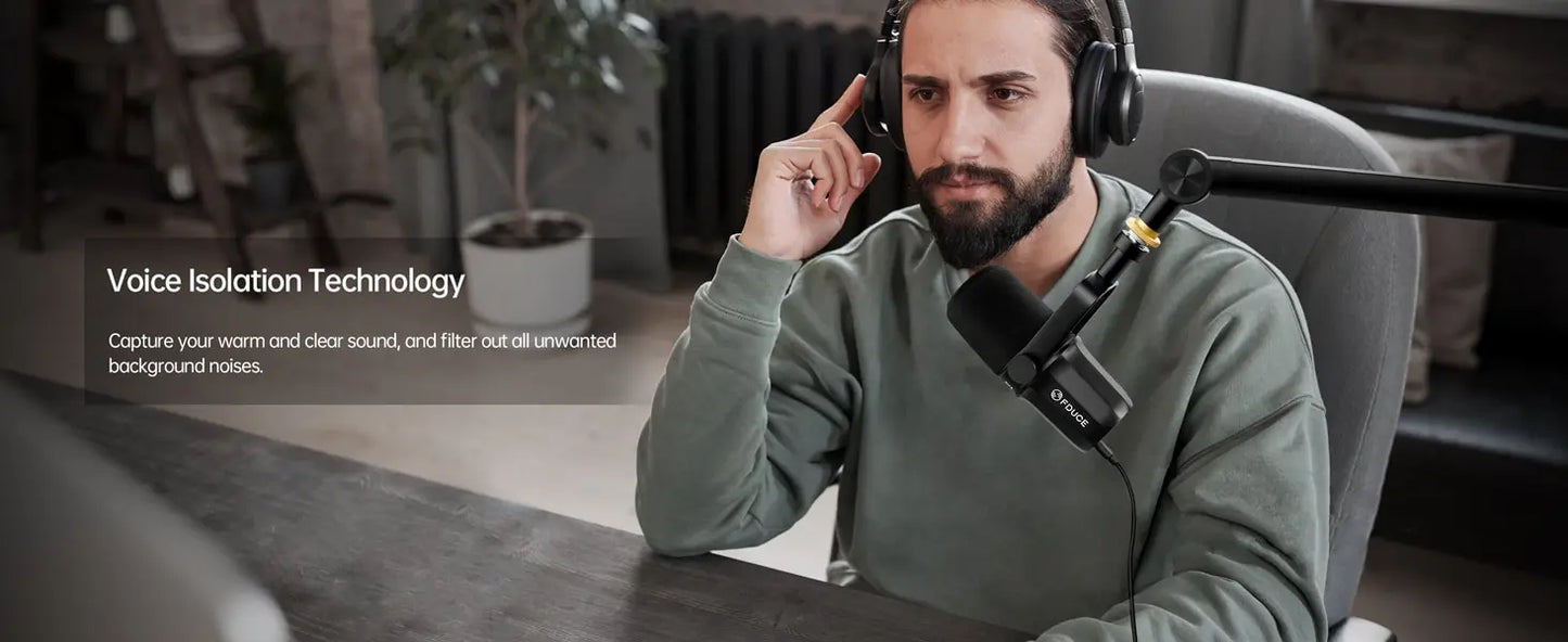FDUCE SL40X/SL40 Dynamic Microphone — Metal Headset with Sound Insulation, Ideal for Podcasts, Live Broadcast & Gaming