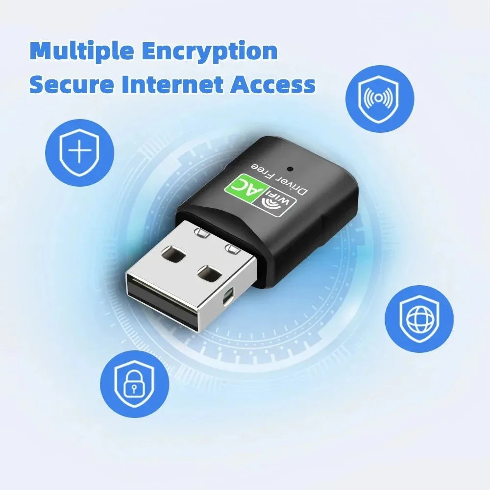 600Mbps USB WiFi Adapter – Dual Band 2.4GHz/5GHz WiFi Dongle, 802.11AC Wireless Network Card for PC