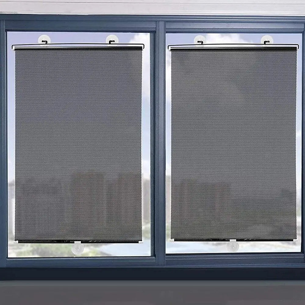 Universal Nail-Free Roller Blinds – Suction Cup Blackout Sunshade for Car, Bedroom, Kitchen & Office Windows
