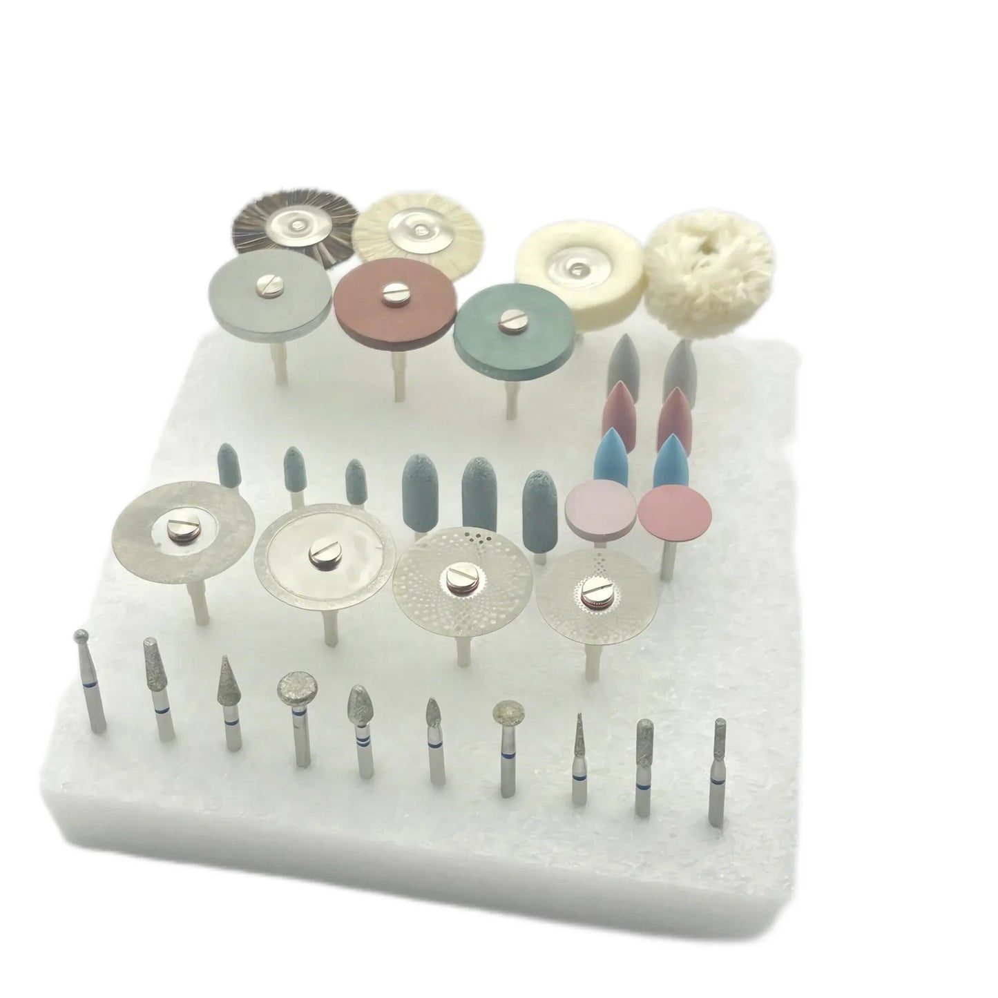 35pcs Dental HP Kit for Grinding & Polishing Ceramic Porcelain – Diamond Burs Brush Dentist Tool Set