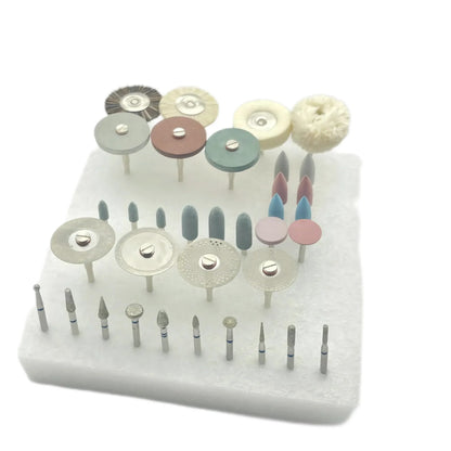 35pcs Dental HP Kit for Grinding & Polishing Ceramic Porcelain – Diamond Burs Brush Dentist Tool Set