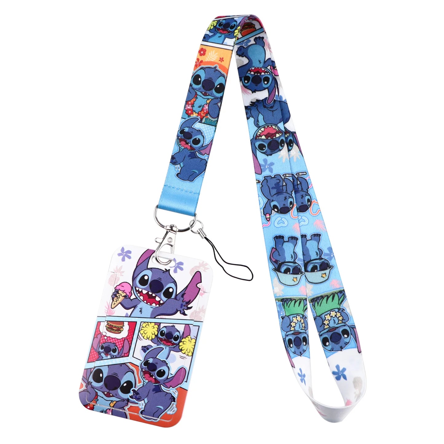 Cartoon Stitch Credential Holder Lanyard – Cute Neck Strap for Keychain, Pass & Credit Card Holder Accessories