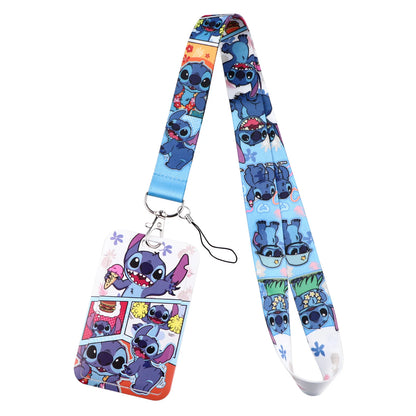 Cartoon Stitch Credential Holder Lanyard – Cute Neck Strap for Keychain, Pass & Credit Card Holder Accessories