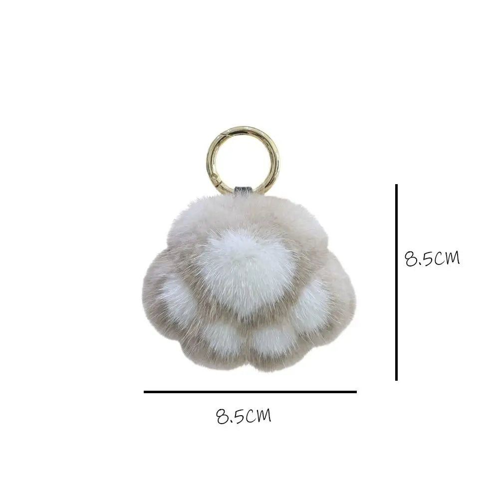 Fluffy Cat Paw Keychain - Cute Faux Fur Plush Pendant Charm for Backpacks, Bags & Car Keys
