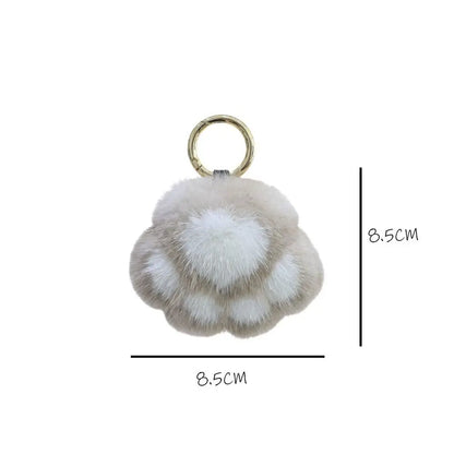 Fluffy Cat Paw Keychain - Cute Faux Fur Plush Pendant Charm for Backpacks, Bags & Car Keys
