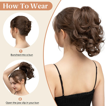SARLA Premium Synthetic Claw Clip-In Ponytail Extensions – Blonde Hairpiece, Fake Pigtail Hair Bun for Women P026