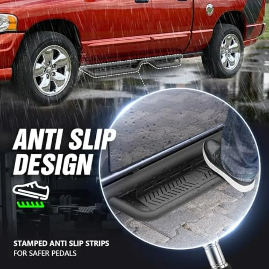 Quad Cab Running Boards Side Steps for Dodge Ram 1500 2500 3500 - Bolt-On Nerf Bar Side Step for Double & Extended Cab 2002-2009