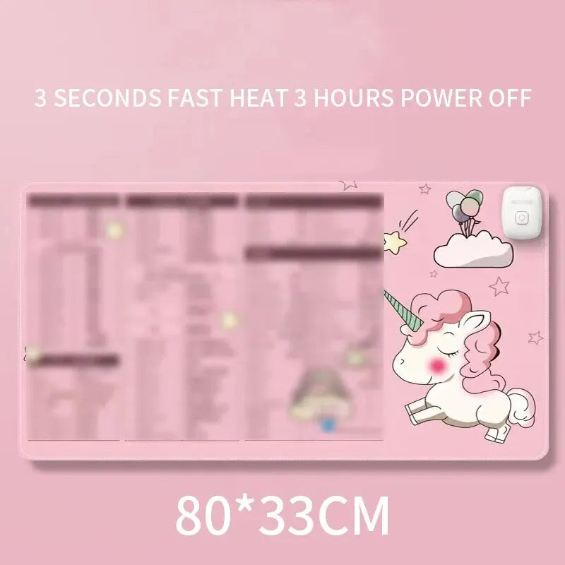 Heating Mouse Pad with Large Office Desktop Shortcut Keys - Dormitory Students' Waterproof Desk Warm Pad for Homework