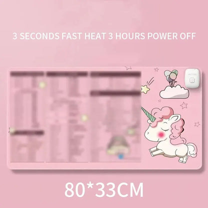 Heating Mouse Pad with Large Office Desktop Shortcut Keys - Dormitory Students' Waterproof Desk Warm Pad for Homework