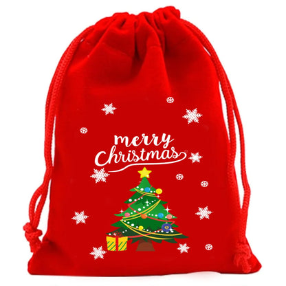 2025 Christmas Velvet Drawstring Bags – Red & Green Candy, Gift, Party, and Biscuit Storage Pouches