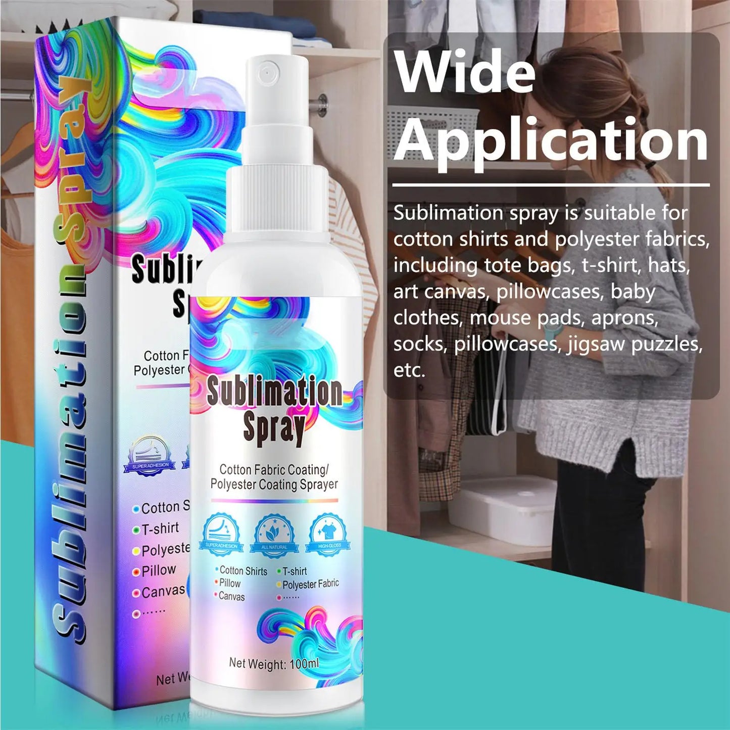 100ml Quick Dry Sublimation Protective Coating Spray – No-Bake Art Fixing & Decontamination Spray for Home & Craft Use
