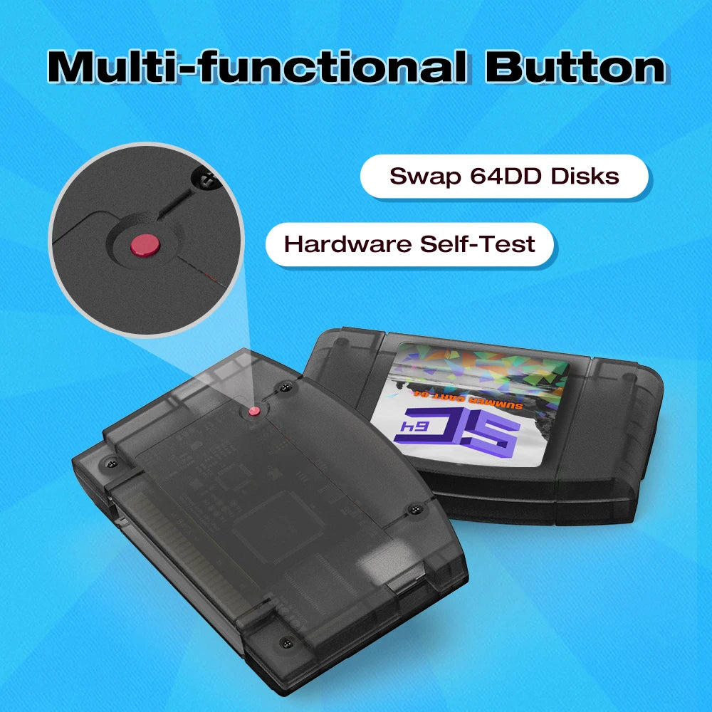EPICJO SummerCart 64 Open Source N64 Game Card – 700+ Games & 64DD Compatibility, Includes Free 16GB SD Card for Nintendo 64