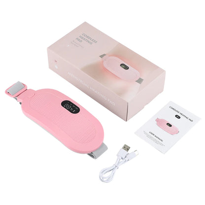 Electric Heating Pad for Women – Menstrual Cramp Relief Vibrator, Period Pain Massager & Abdominal Belt Warmer