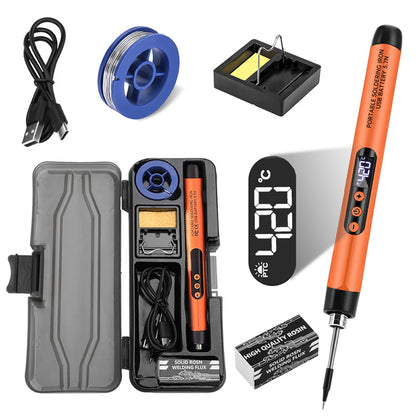 USB Digital Soldering Iron – Adjustable Temperature 300–450℃ Type-C Rechargeable 1000mAh/800mAh Battery Intelligent Portable Solder Welding Tool