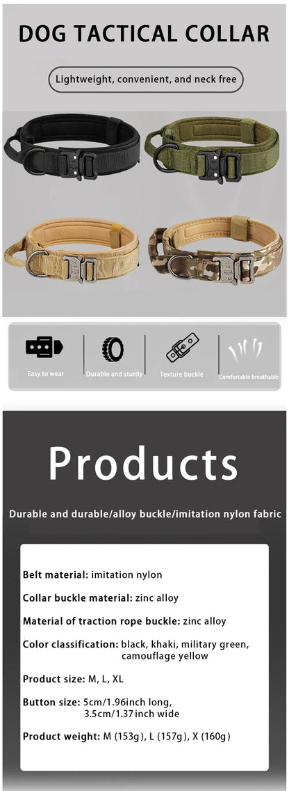 Outdoor Tactical Nylon Dog Collar with Metal Buckle – Breathable Training Collar for Medium & Large Dogs