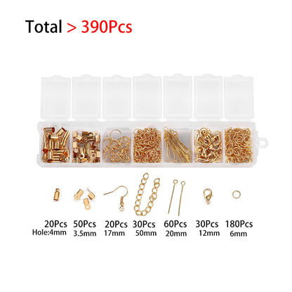 210-400Pcs Jewelry Making Kit - Lobster Clasps Jump Rings Crimp Beads Findings for DIY Bracelets & Necklaces
