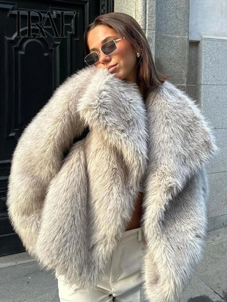 TRAF Sequin Woven Jacket for Women – Loose Fit, Stand Collar, Long Sleeve, Chic Autumn & Winter Outerwear 2023