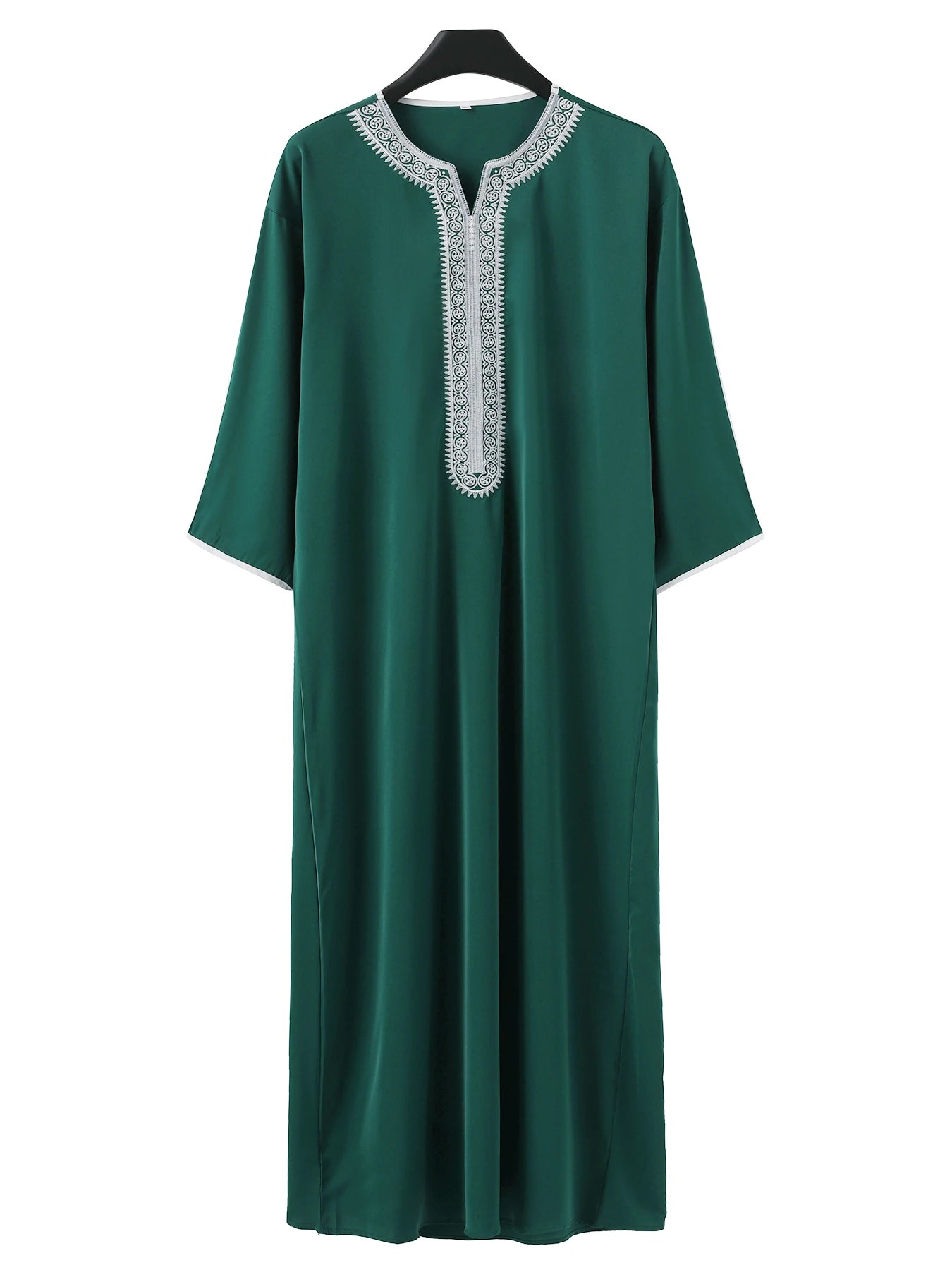 Moroccan Green Men’s Arab Robe - Traditional Embroidered Islamic Casual Clothing for Elegant Style