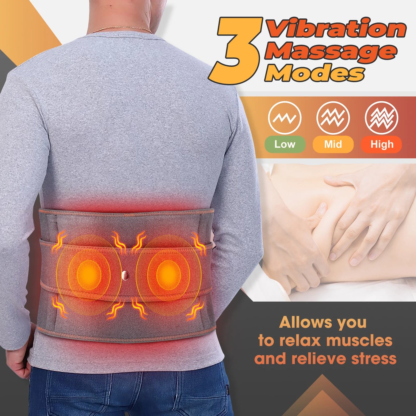 Heating Waist Massager Belt — Vibration & Inflatable Back Pad for Relaxation and Pain Relief
