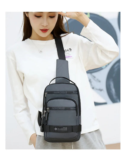Men’s Chest Bag – Large Capacity Lightweight Nylon Crossbody Shoulder Backpack for Travel, Korean Style