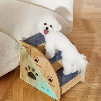 3-Tier & 2-Tier Wooden Non-Slip Pet Stairs for Dogs & Cats – Bed and Sofa Climbing Steps for Small & Medium Pets