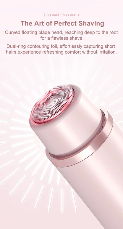 2-in-1 Dual-Head Electric Razor for Women – Painless Bikini Trimmer Wet & Dry Use with Detachable Heads