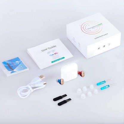 Rechargeable Invisible Hearing Aids for Elderly – Mini Wireless ITE Sound Amplifier Listening Device