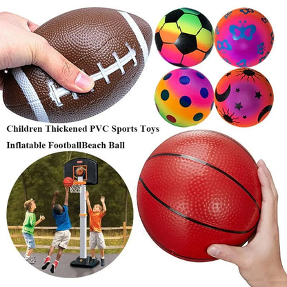 PVC Inflatable Mini Football & Basketball – 15/16/22cm Thickened Sports Toy for Parent-Child Games, Pool & Party, 10 Styles