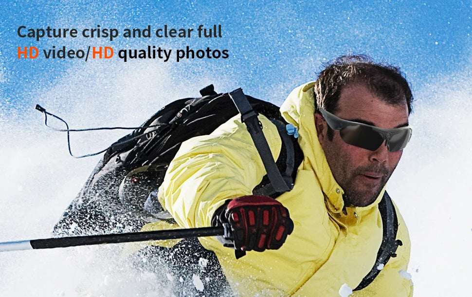 HD 1080P Mini Glasses Camera – Outdoor Bicycle, Motorcycle Security, Polarized Lens Sunglasses with Video Camera Sports Cam