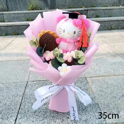 Sanrio Plush Sunflower Bouquet — Hello Kitty, Kuromi, My Melody & Cinnamoroll Gift