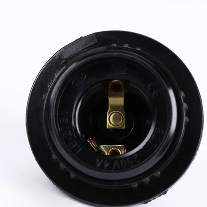 Black E27 Bakelite Lamp Holder - Self-Locking LED Light Bulb Socket with 4A 250V Rating
