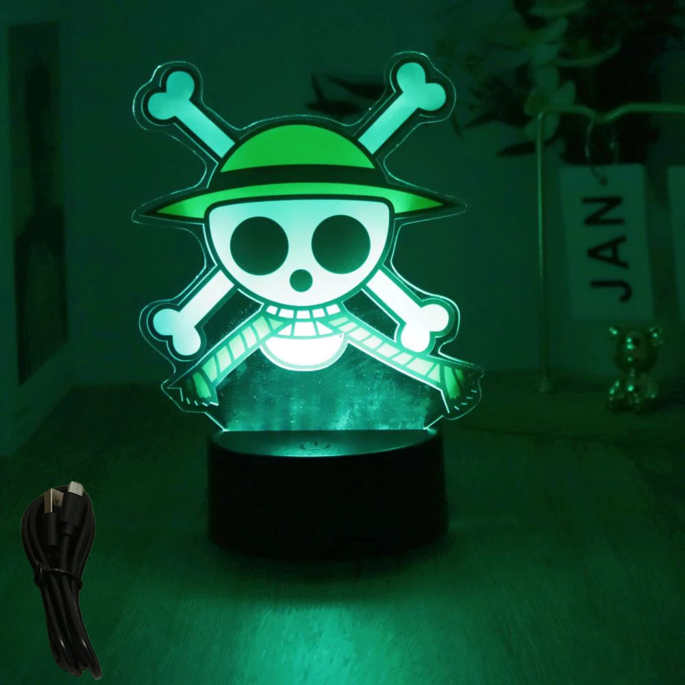 One Piece Luffy & Zoro Action Figures — 3D PVC Anime Lamp, LED Night Light Collectible Toy, Christmas Gift for Kids
