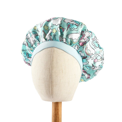 African Print Kids Satin Bonnet - Adjustable Ankara Sleep Cap for Babies & Children, Silk Shower Hat