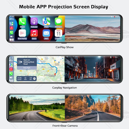 OBDPEAK K4 11.26" Rearview Mirror Dash Cam - 4K 3840x2160P, CarPlay, Android Auto, WIFI, GPS Navigation, Video Recorder