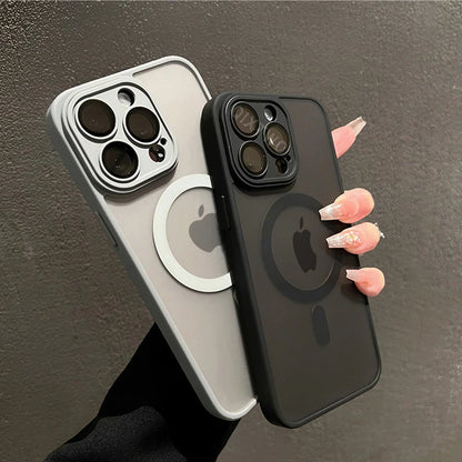 Luxury Matte Armor Case for MagSafe - Magnetic Wireless Charging, Shockproof Hard Cover for iPhone 11-16 Pro Max Plus